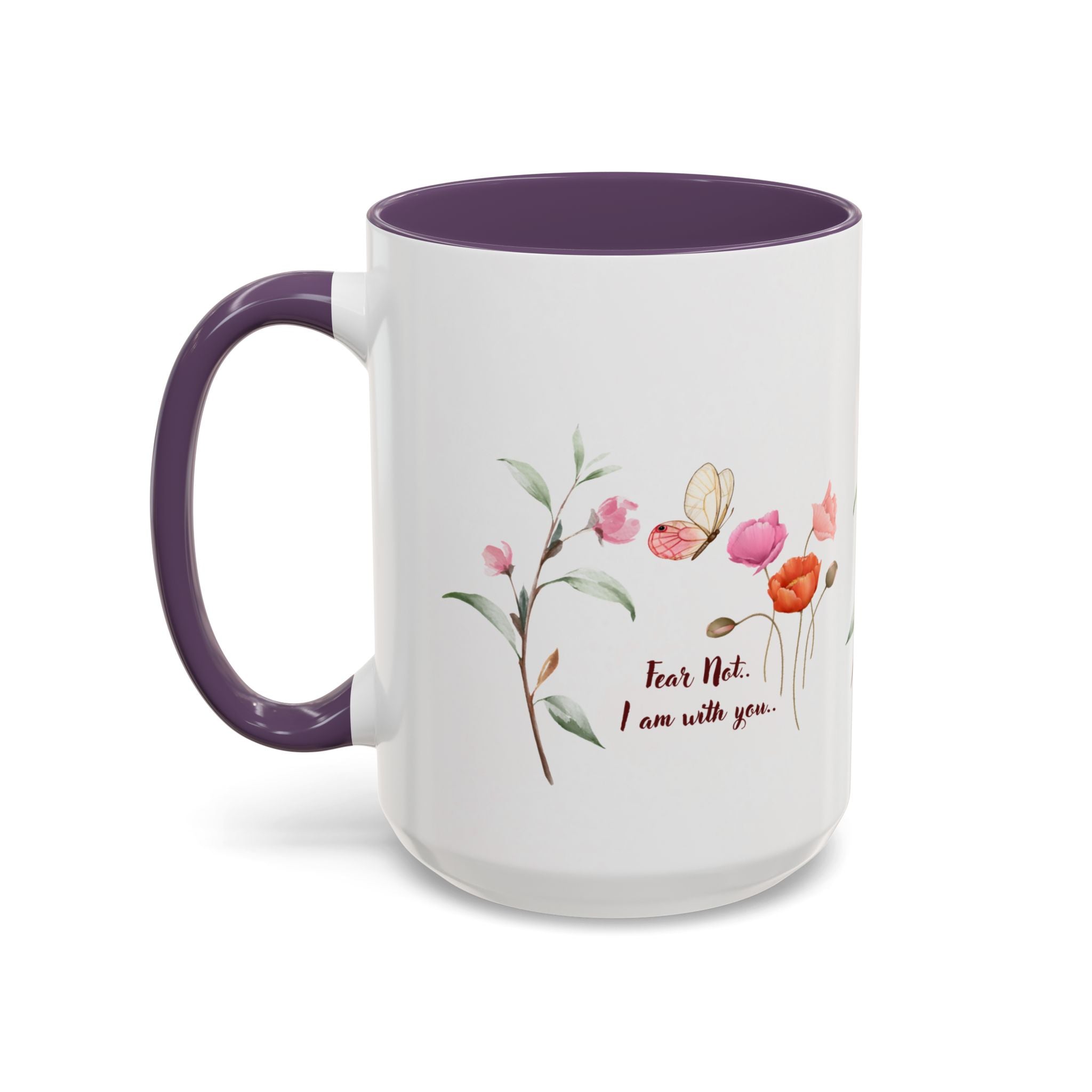 "Fear Not I am With You" Poppies Coffee Mug - Morning Grace in Every Sip (11, 15oz)