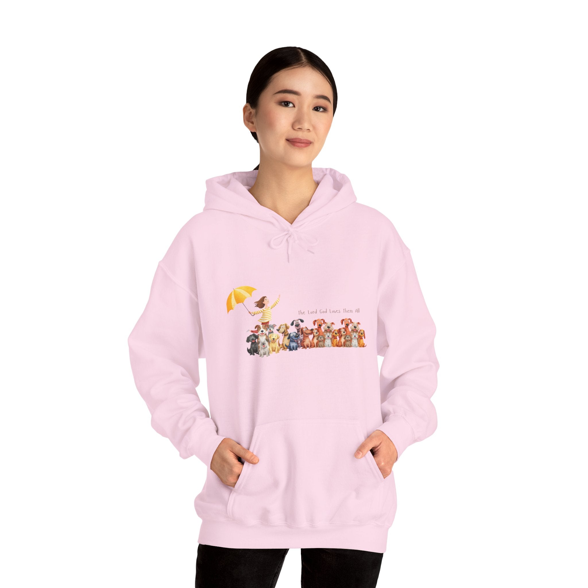 “The Lord God Loves Them All” Women's Hoodie –  Faith-Inspired Animal Lover Sweatshirt