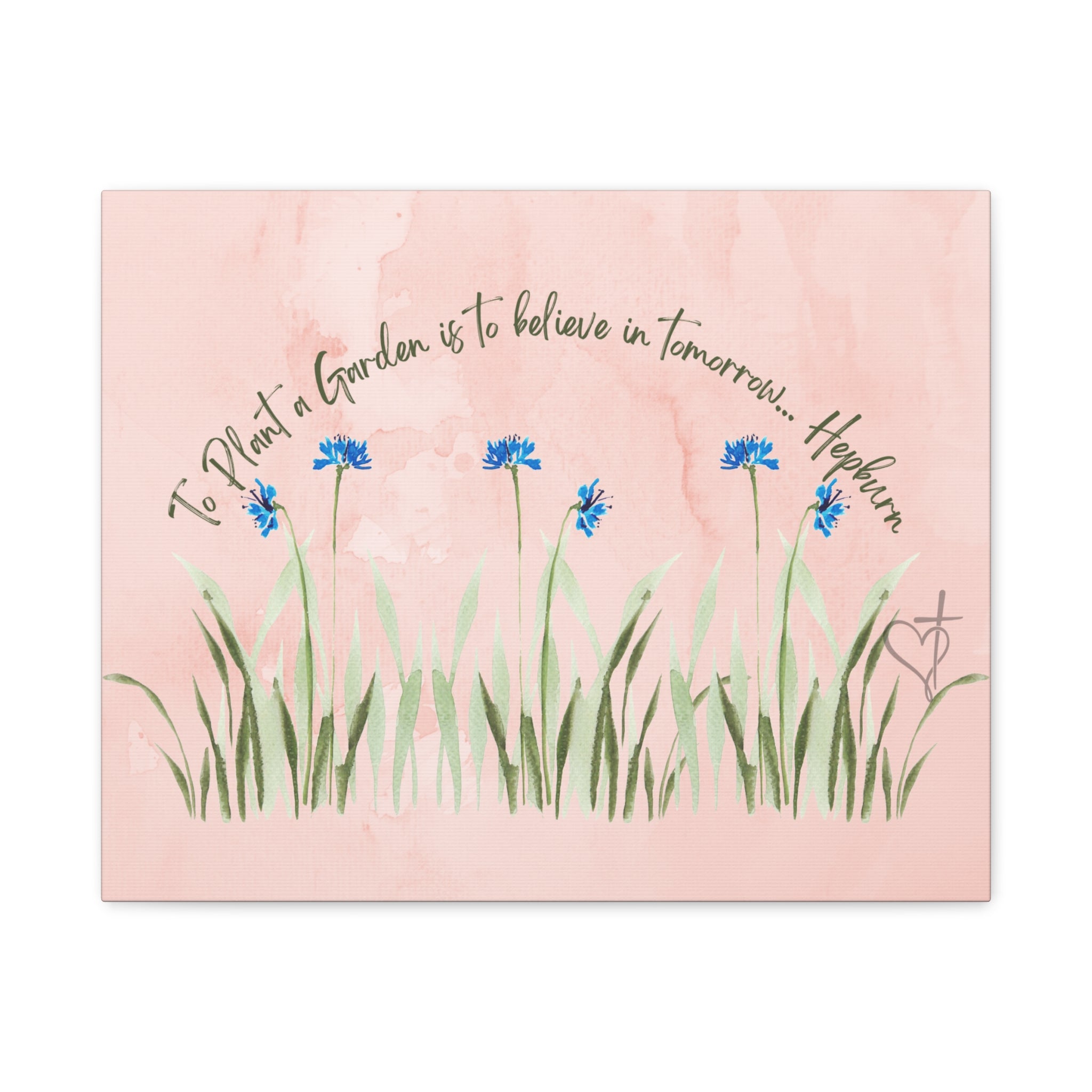 To Plant a Garden Is to Believe in Tomorrow Canvas Print – Audrey Hepburn Quote (Peach) Matte stretch Canvas
