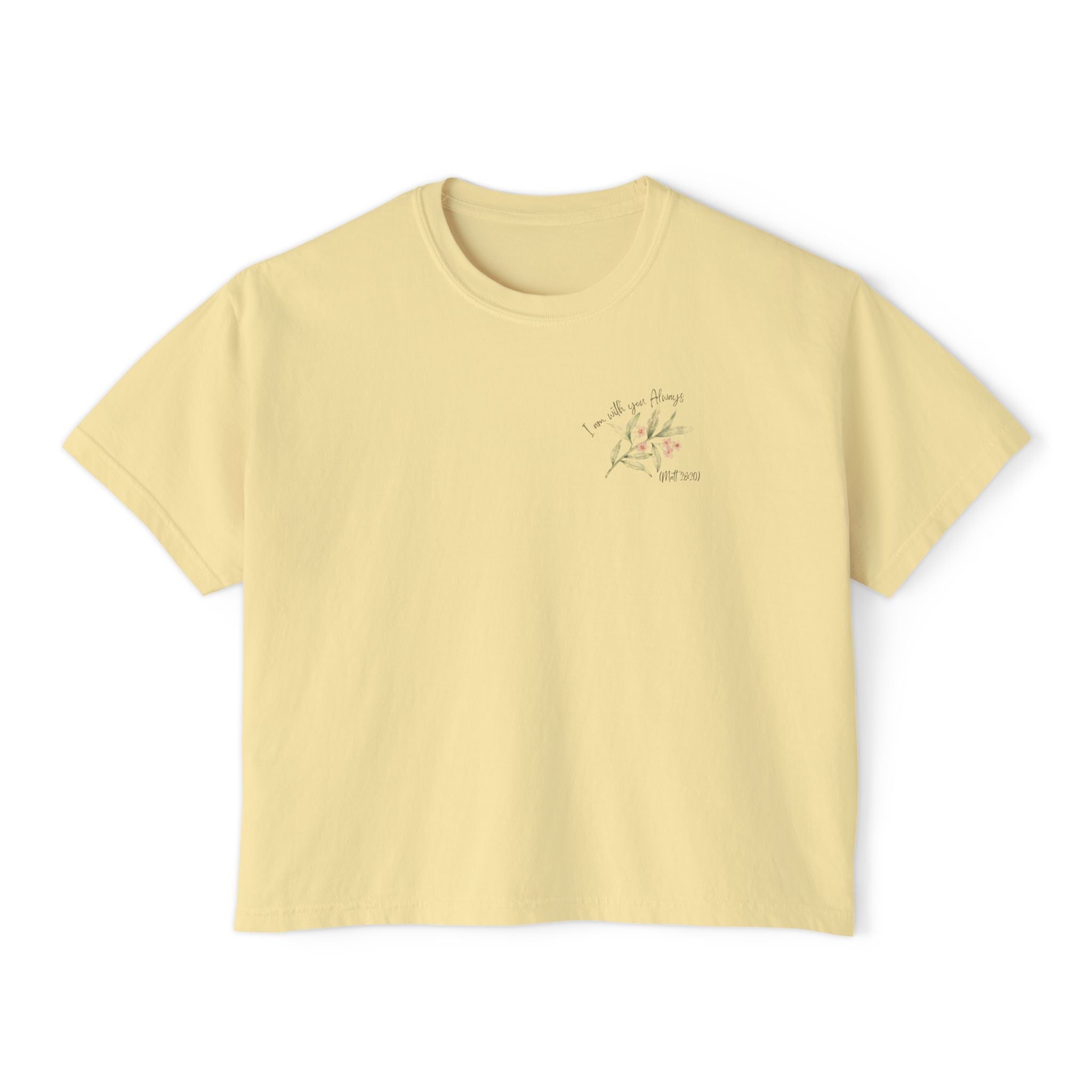 I Am With You Always | Matthew 28:20 Floral Cropped T-Shirt – Faith Tee Adult Female