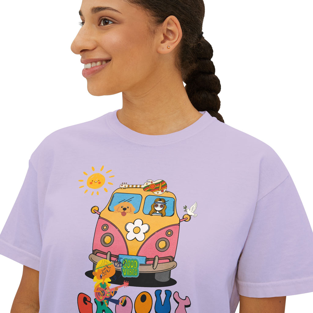 Adult Women's Boxy Tee:  Grove Out:  Peace and Love
