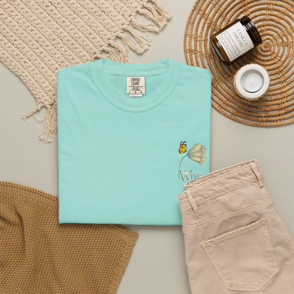 Whispers Collection™ | “Wisdom” Comfort Colors® Garment-Dyed Tee | Inspirational Botanical Shirt | Literary Minimalist Graphic Tee Women Adult