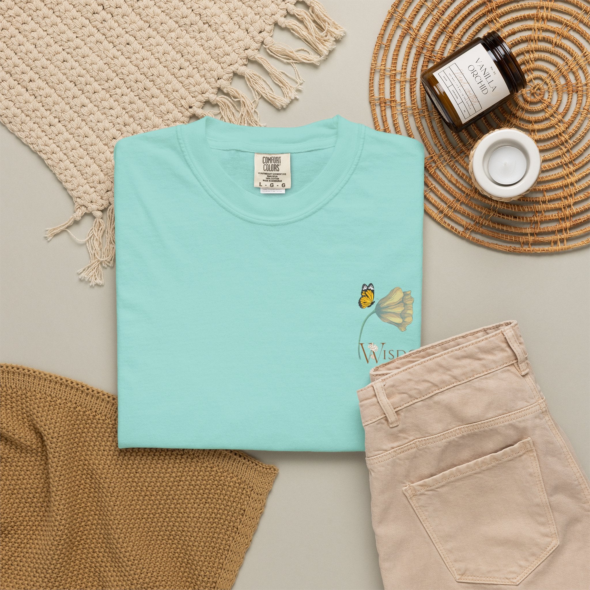 Whispers Collection™ | “Wisdom” Comfort Colors® Garment-Dyed Tee | Inspirational Botanical Shirt | Literary Minimalist Graphic Tee Women Adult