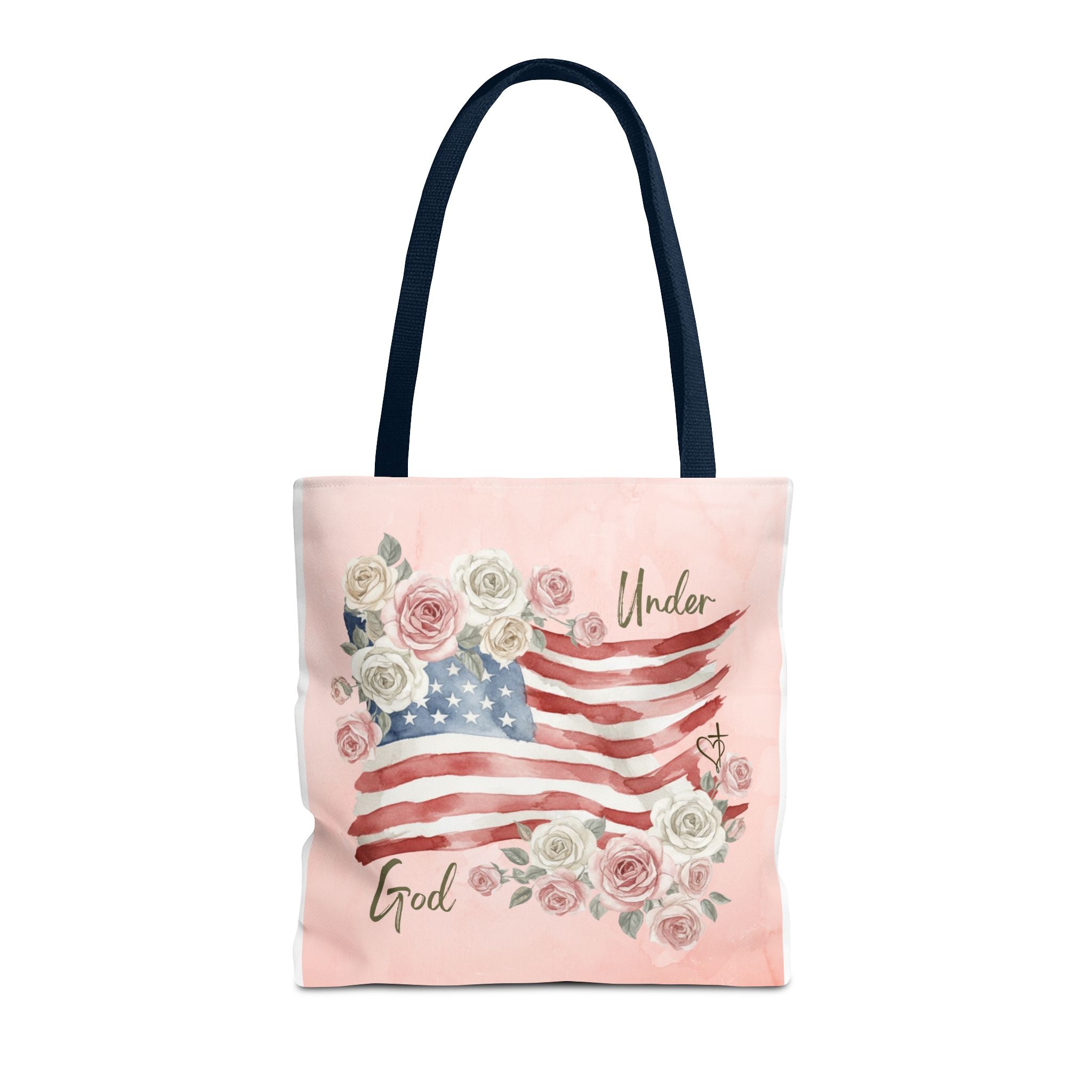 Under God | Watercolor Flag & Roses Tote Bag
