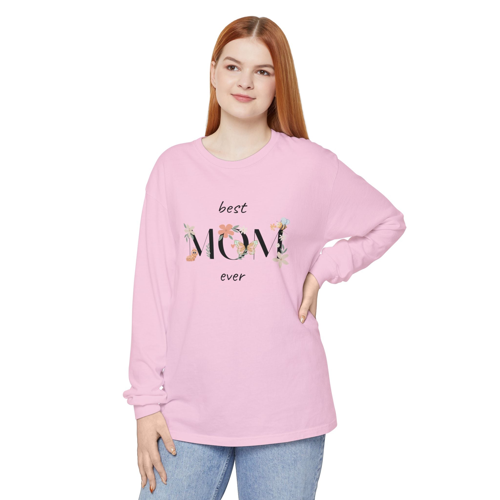 Adult Female Long Sleeve Floral Tee Best Mom Ever