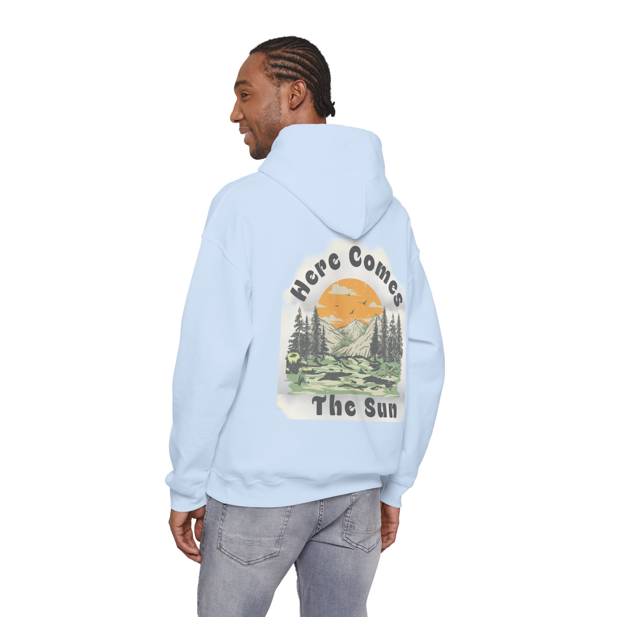 Peace and Love Retro "Here Comes The Sun" Graphic Hoodie — Unisex for Anyone