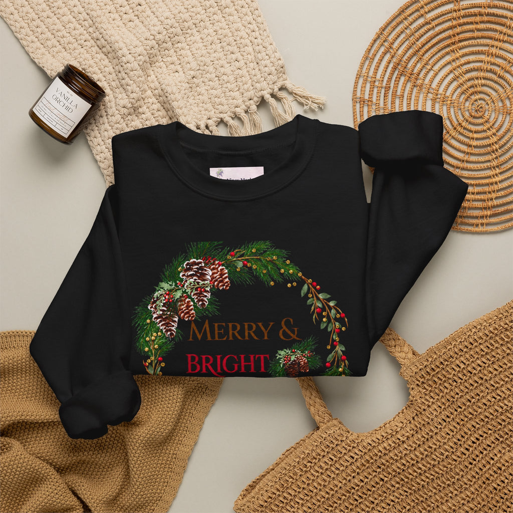 Merry & Bright & Blessed | Women's Christmas Crewneck Sweatshirt