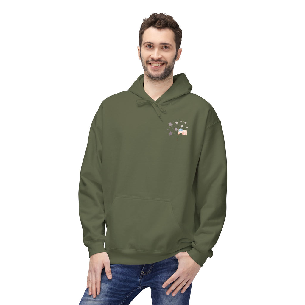 One Nation Under God | Patriotic Soldiers Zipped Hoodie: Men's Midweight Softstyle Fleece Hoodie
