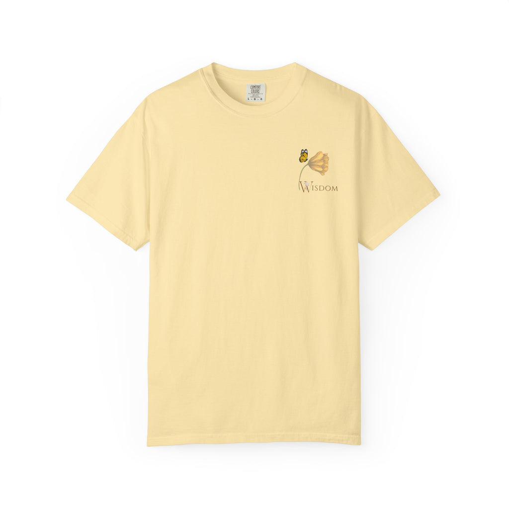 Whispers Collection™ | “Wisdom” Comfort Colors® Garment-Dyed Tee | Inspirational Botanical Shirt | Literary Minimalist Graphic Tee Women Adult