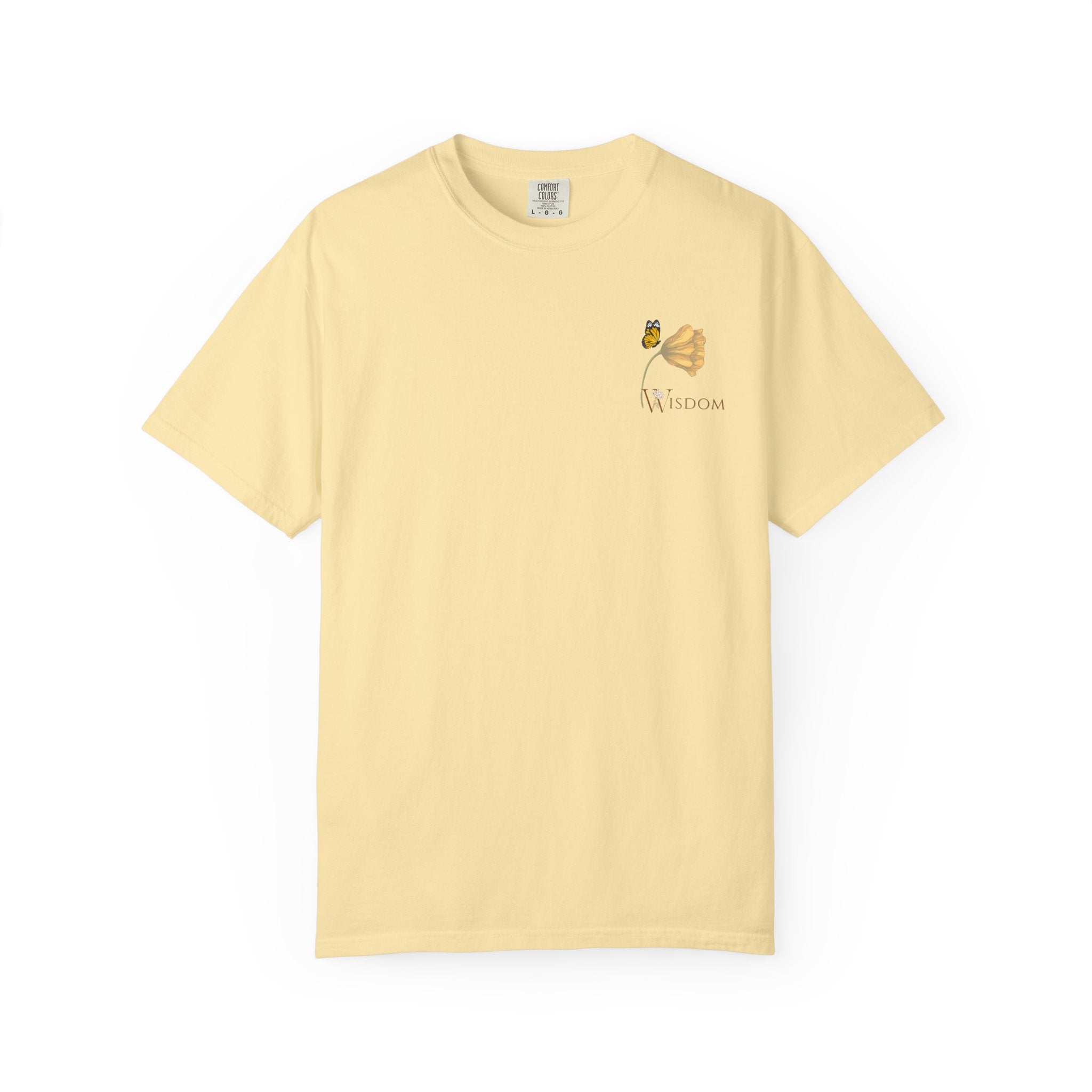 Whispers Collection™ | “Wisdom” Comfort Colors® Garment-Dyed Tee | Inspirational Botanical Shirt | Literary Minimalist Graphic Tee Women Adult