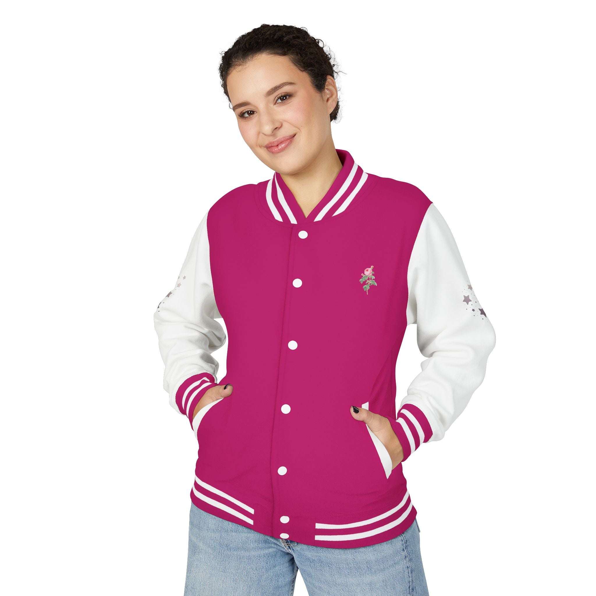 Under God | Watercolor Flag & Roses Varsity Jacket Adult Female
