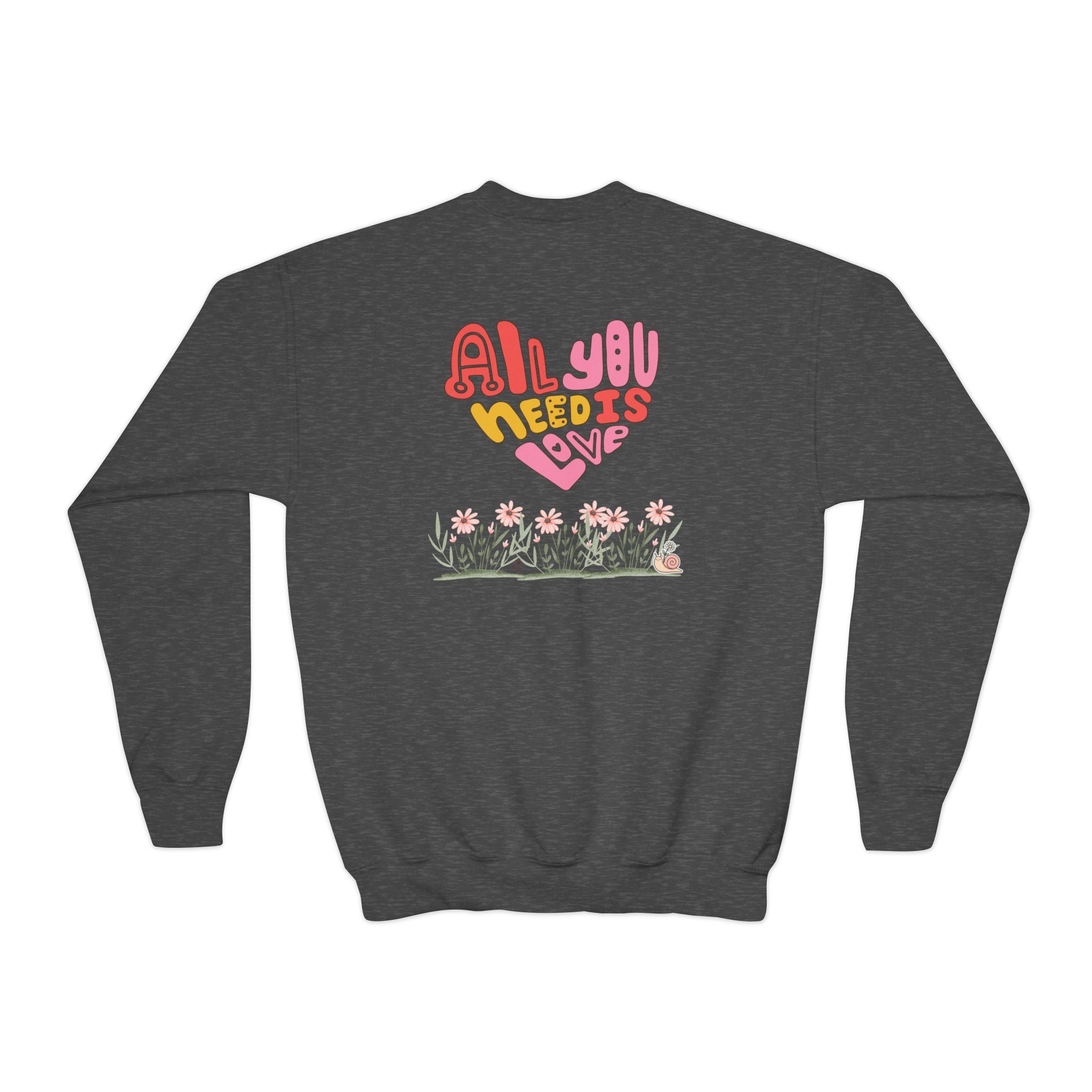 Youth Female Retro Crewneck Sweatshirt:  All You Need is Love