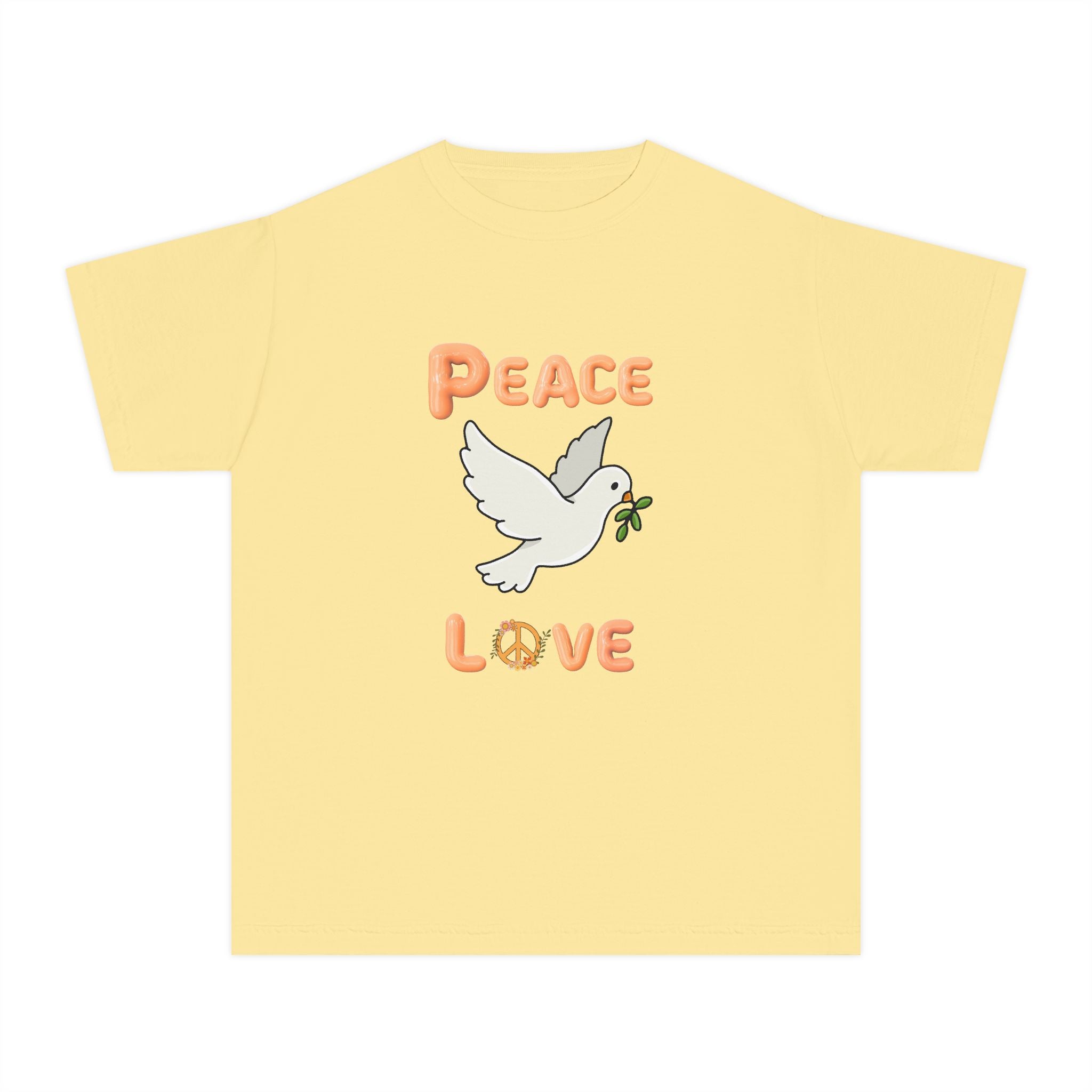 Unisex Youth Cotton Retro Tee:  Peace and Love