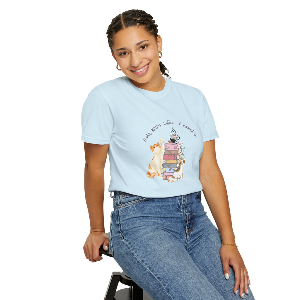 Books Kitties Coffee - A Blessed Life Relaxed Tee