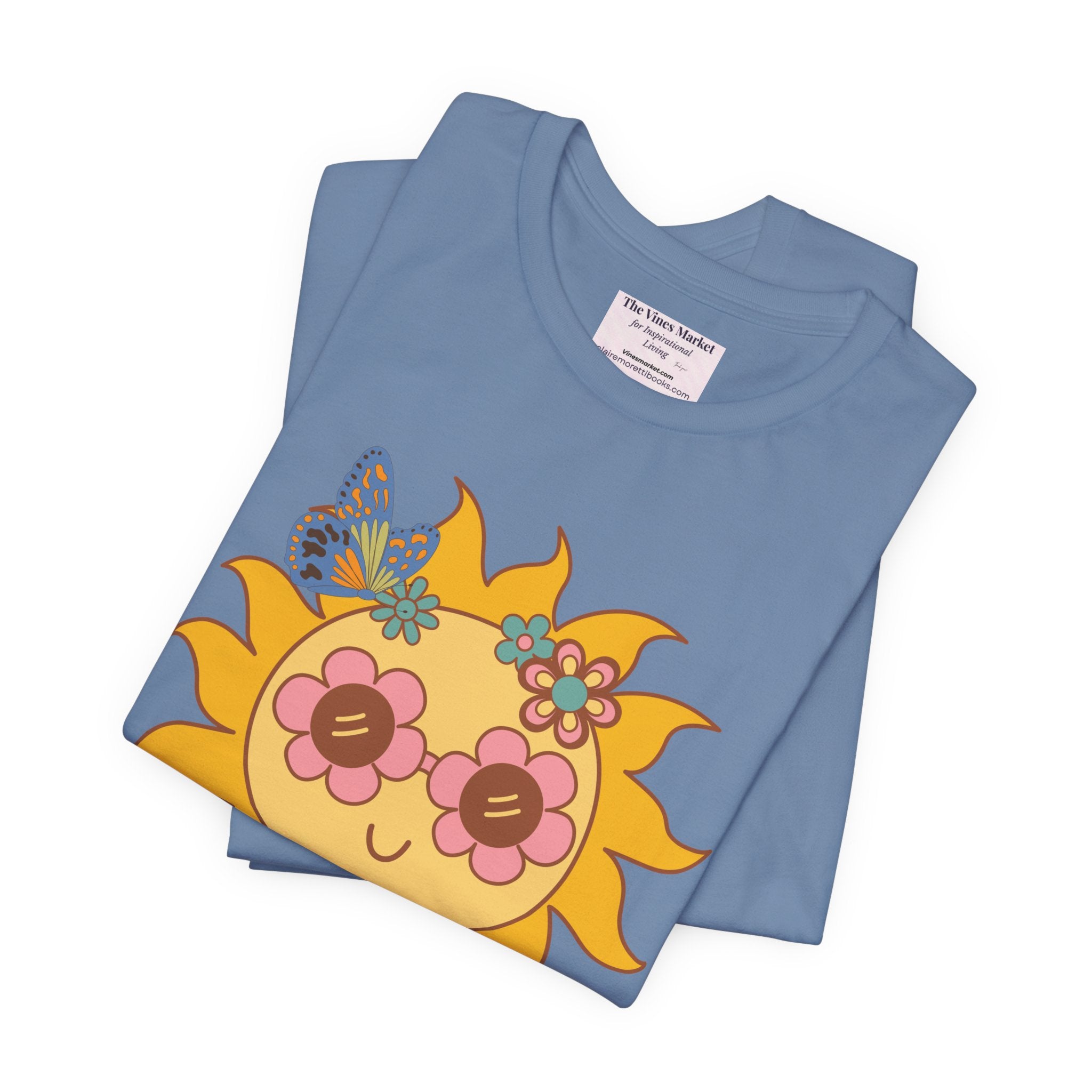 Groovy Sunflower Tee — 70s Retro Sun Graphic T-Shirt