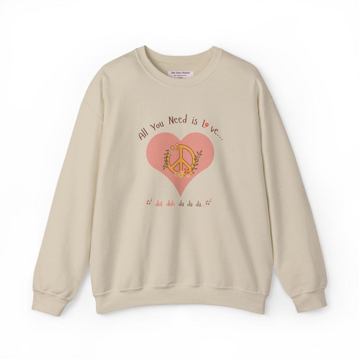 Peace and Love:  Retro All You Need is Love Sweatshirt -- For Her