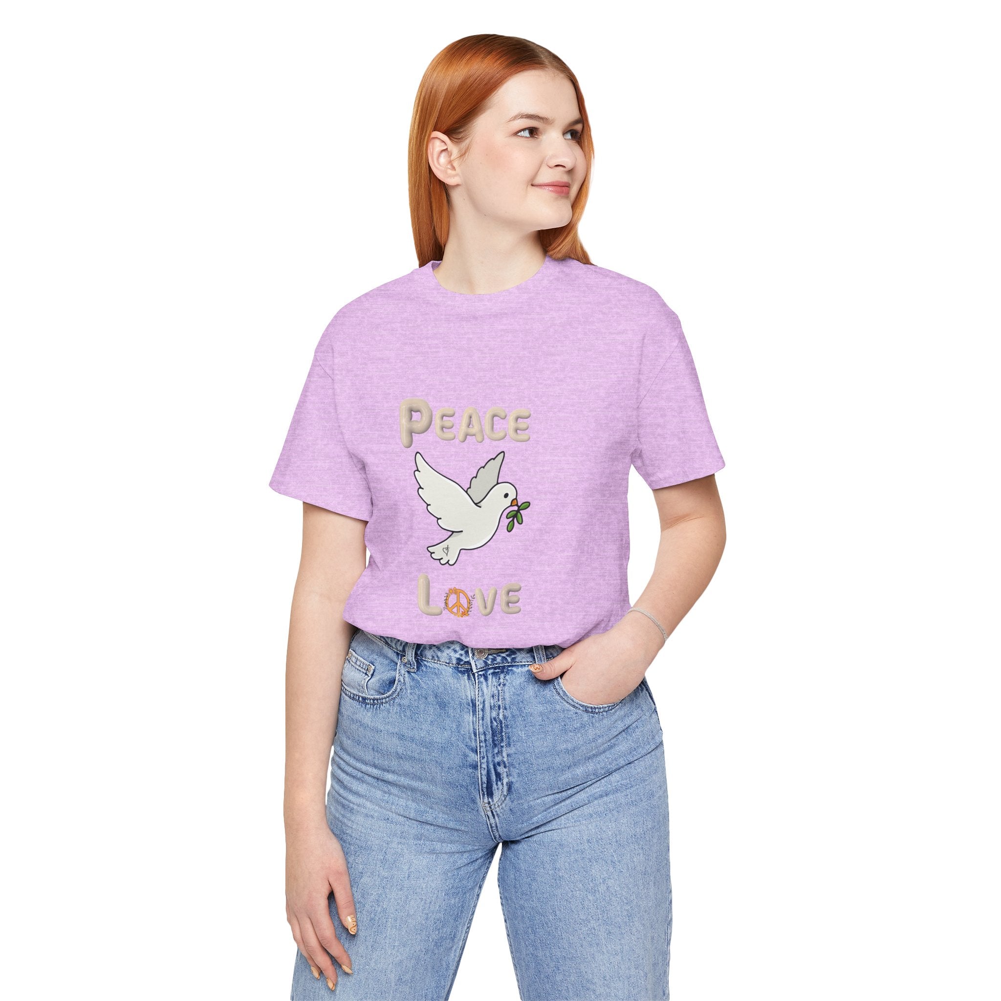 Adult Female Relaxed Comfort Tee:  Peace and Love
