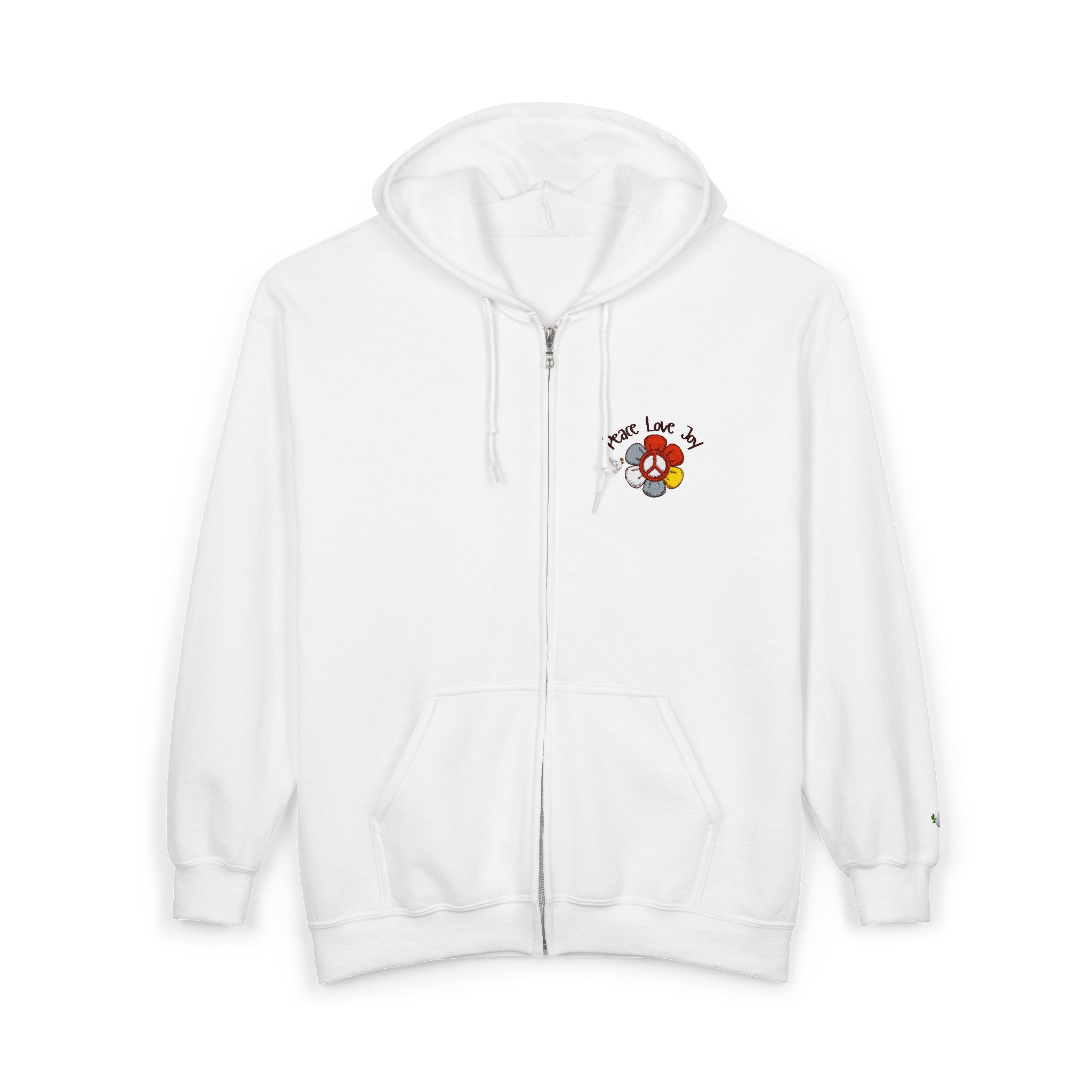 Embroidered Zippered Hoodie: For Her Peace and Love