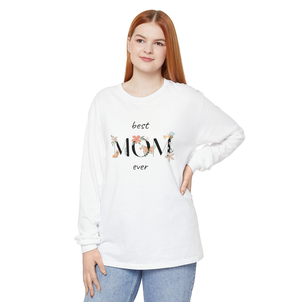Adult Female Long Sleeve Floral Tee Best Mom Ever