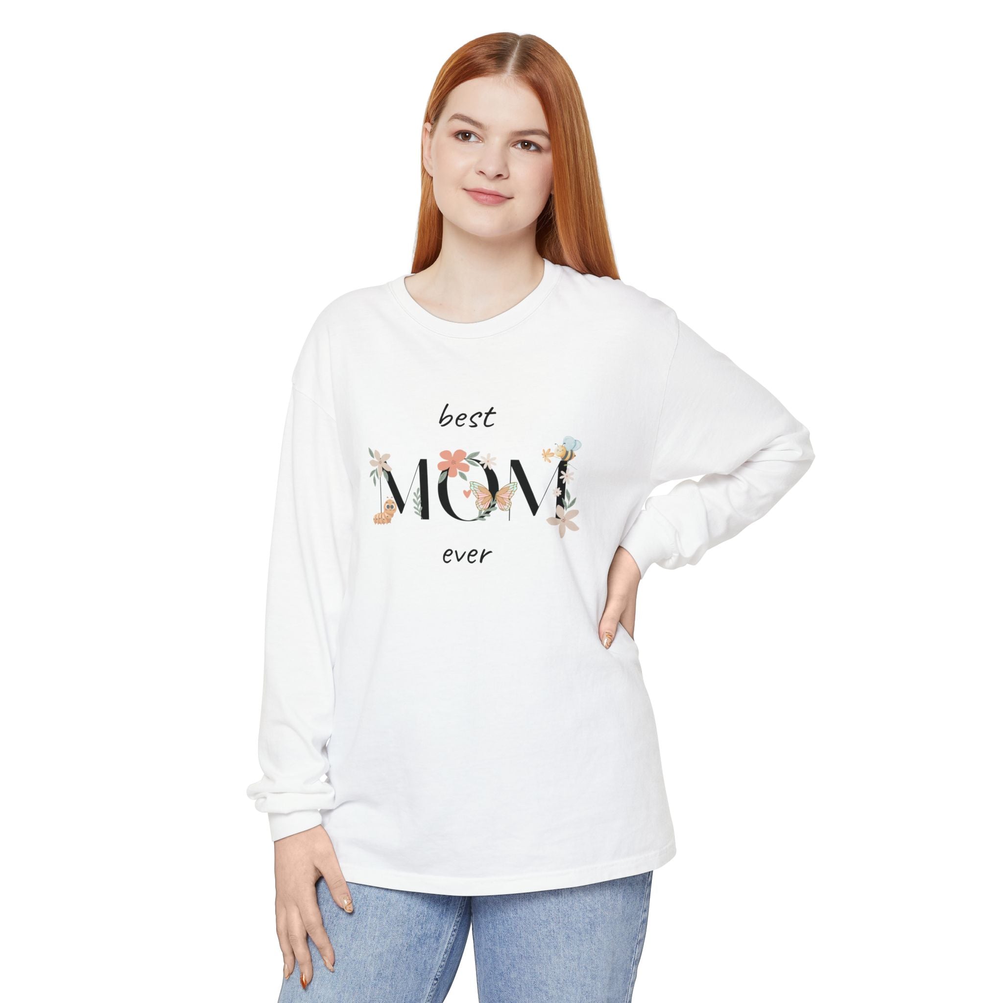 Adult Female Long Sleeve Floral Tee Best Mom Ever
