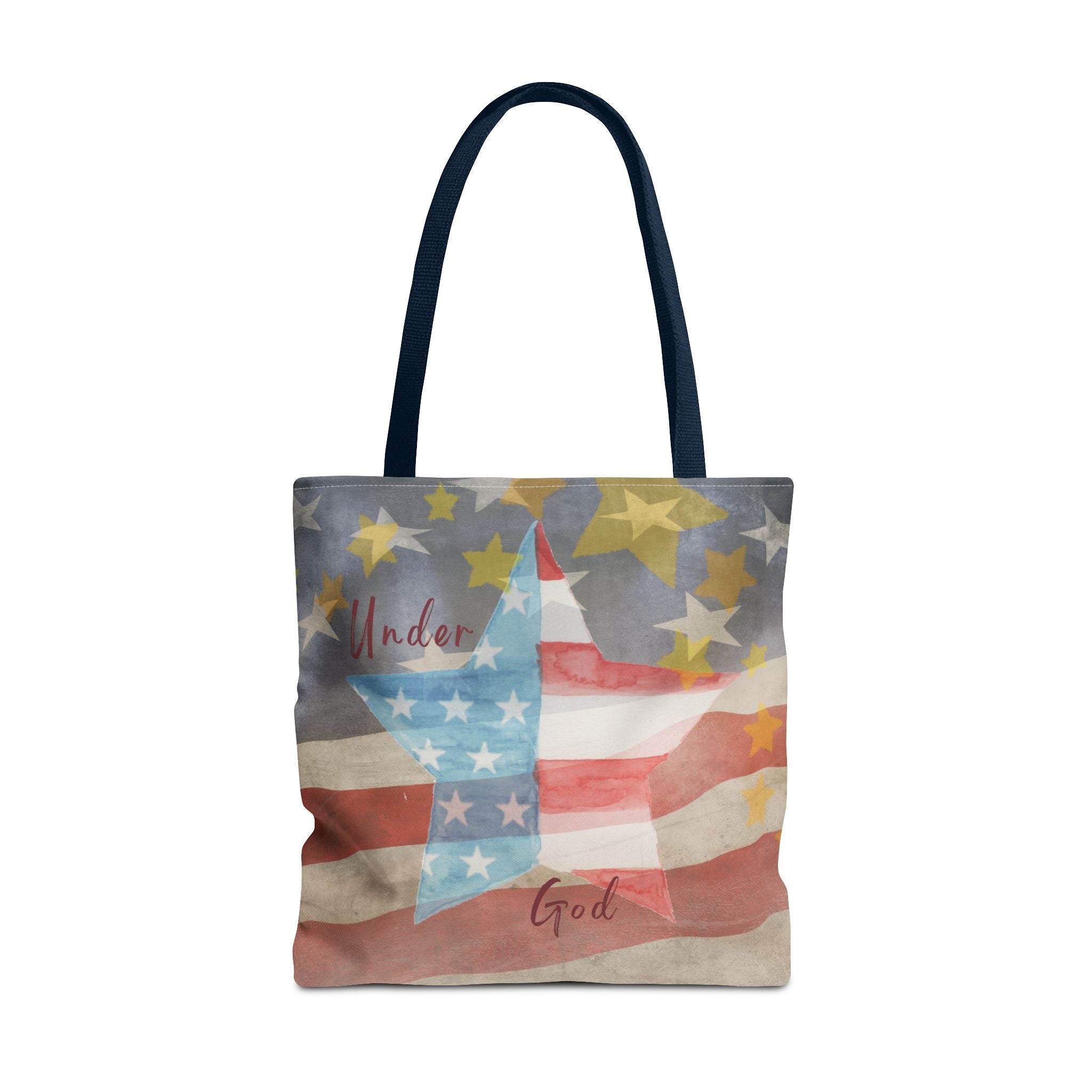 Under God | Watercolor Stars and Stripes Tote Bag 3 Sizes