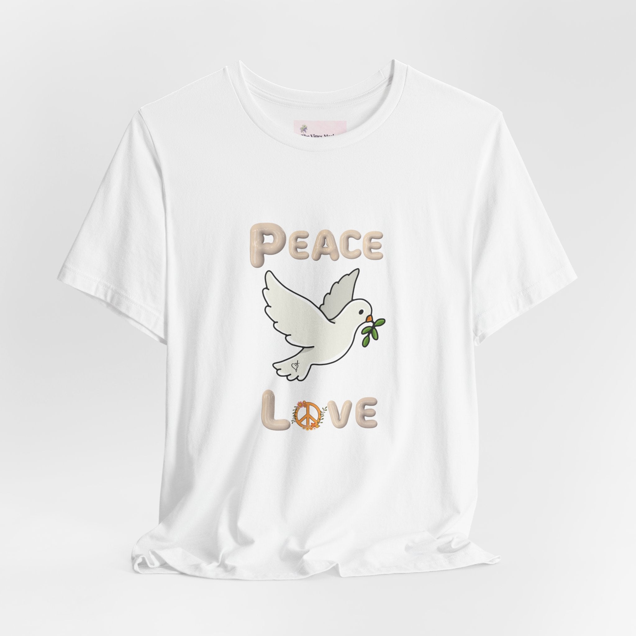 Adult Female Relaxed Comfort Tee:  Peace and Love