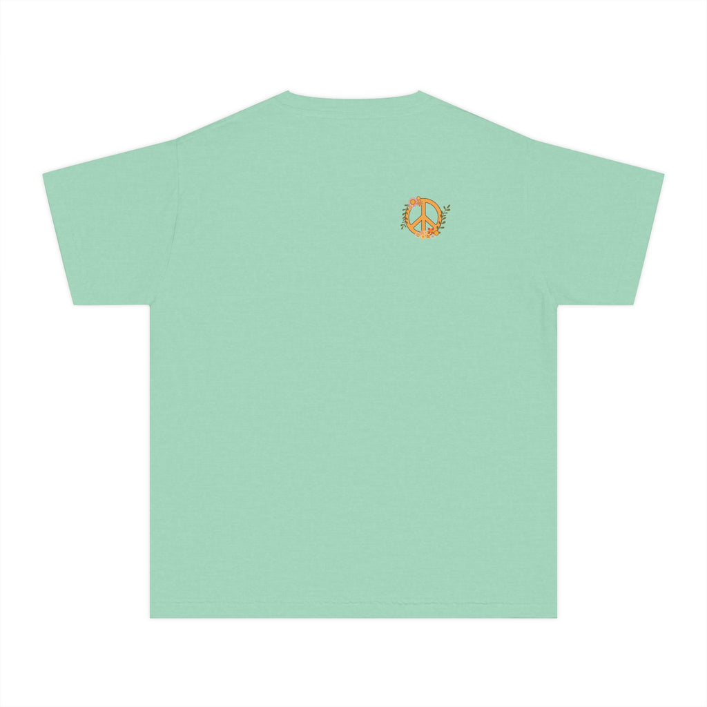 Unisex Youth Cotton Retro Tee:  Peace and Love