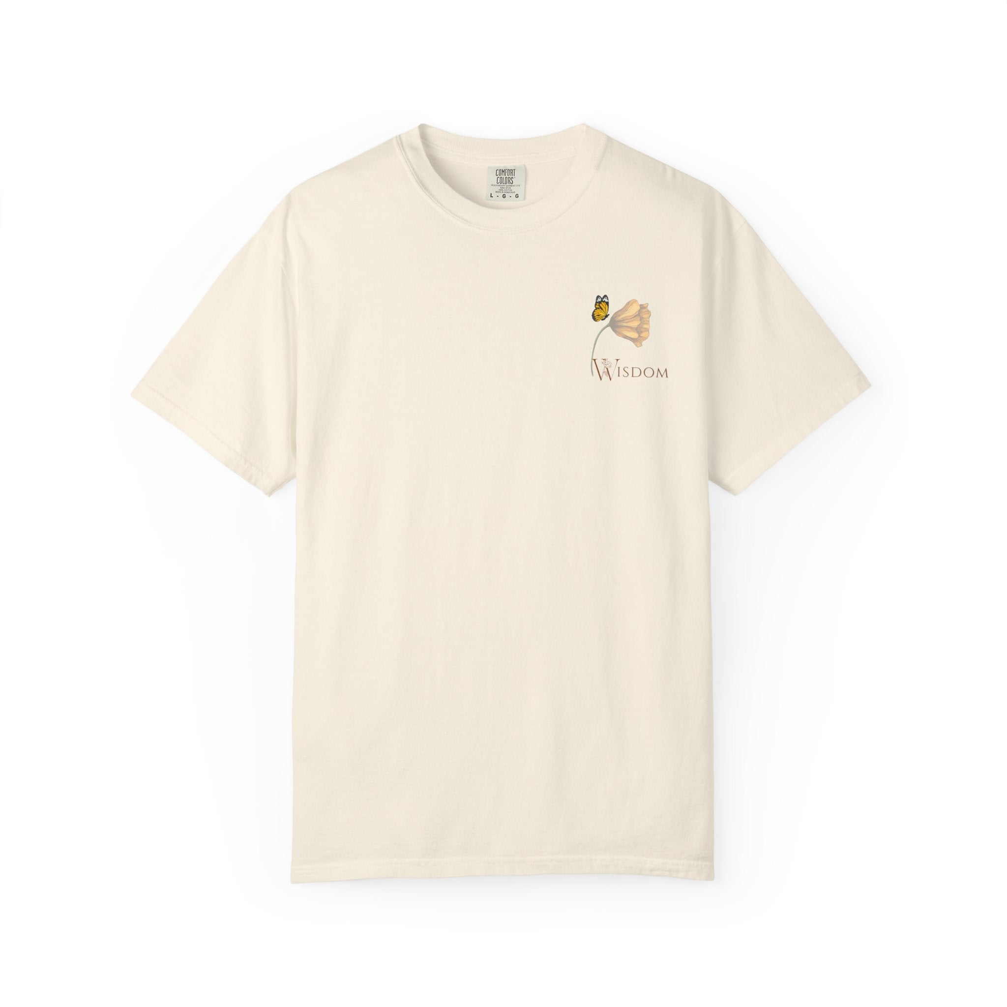 Whispers Collection™ | “Wisdom” Comfort Colors® Garment-Dyed Tee | Inspirational Botanical Shirt | Literary Minimalist Graphic Tee Women Adult