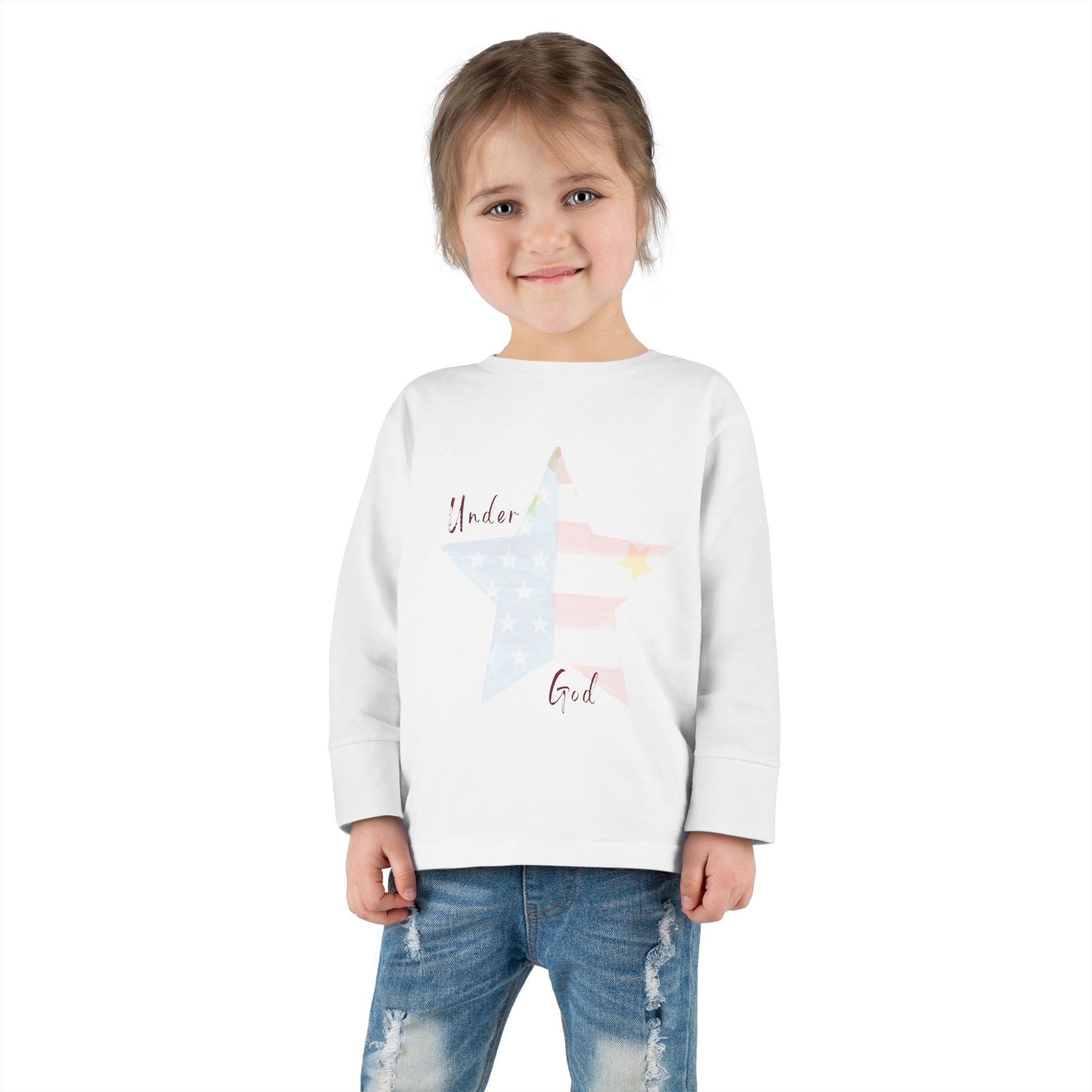 Under God | Watercolor Star Unisex Toddler Long Sleeve Tee