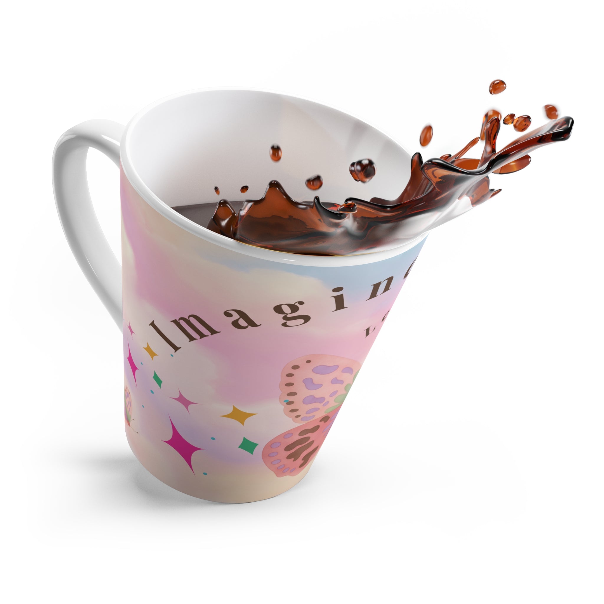 Peace & Love Latte Mug — Imagine... Lennon Boho Butterfly Dream (12oz)