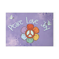 Peace Love Joy Glass Cutting Board — Retro Flower Peace Sign Kitchen Decor