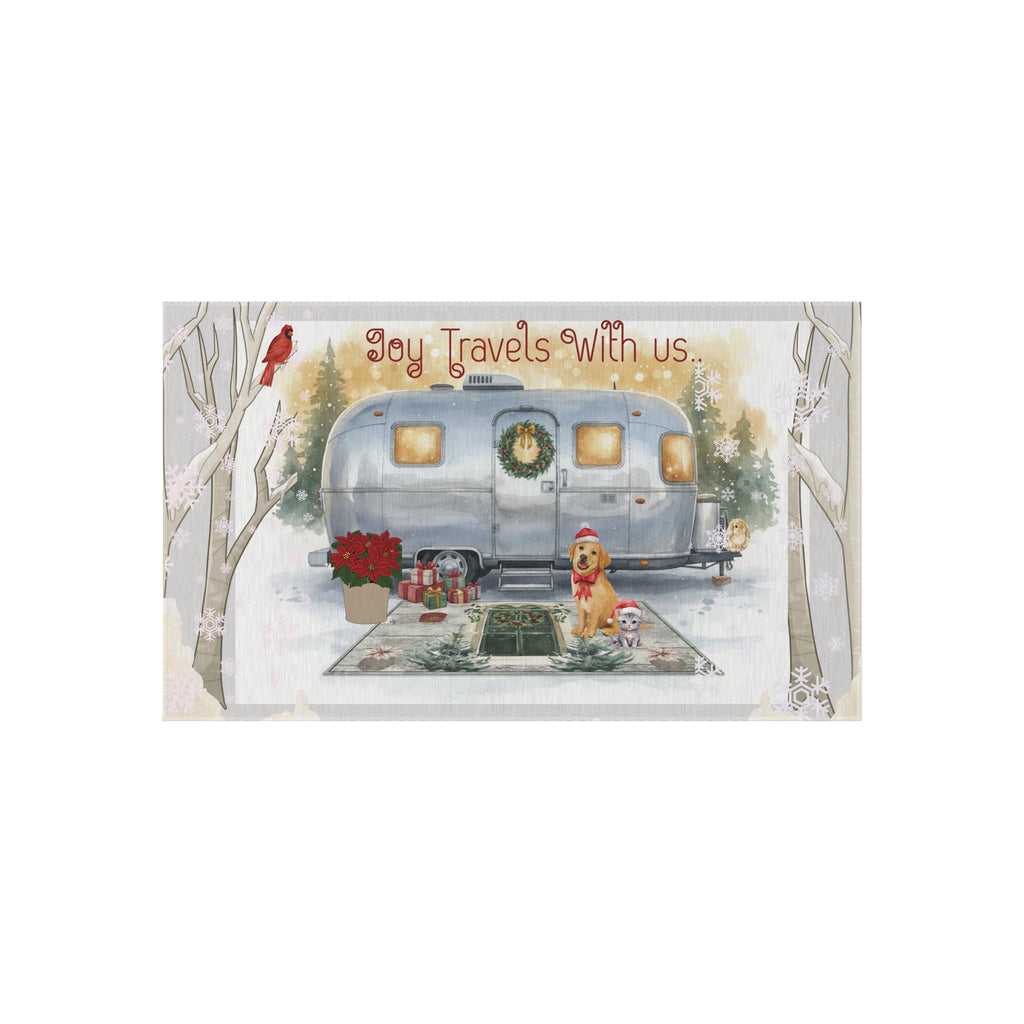 Joy Travels With Us | RV Christmas Outdoor Rug