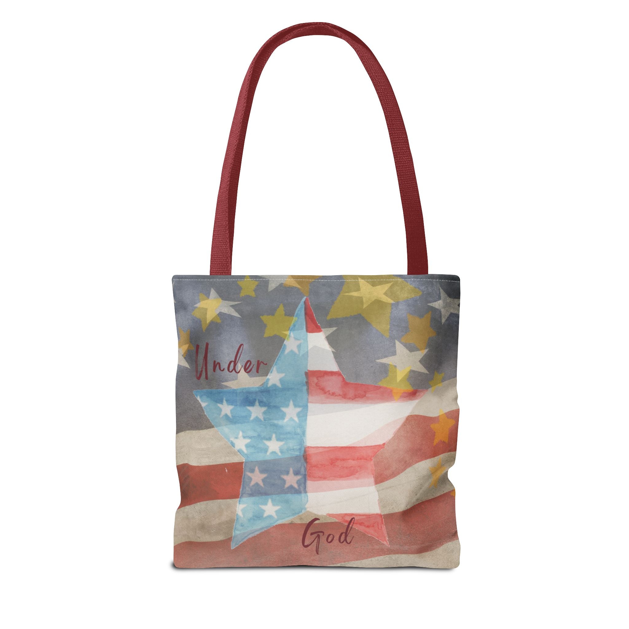 Under God | Watercolor Stars and Stripes Tote Bag 3 Sizes