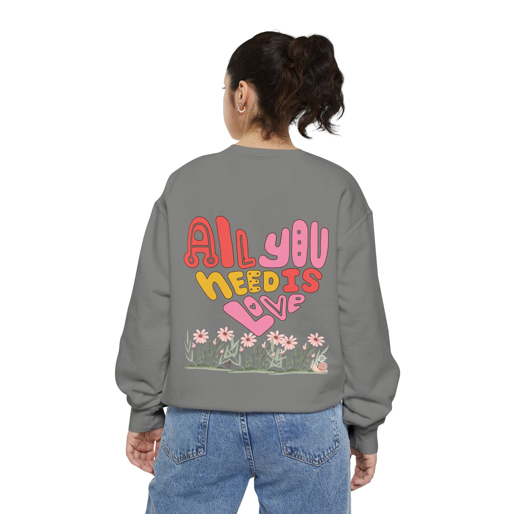 Retro Adult Female Crew Neck Sweatshirt:  All You Need is Love