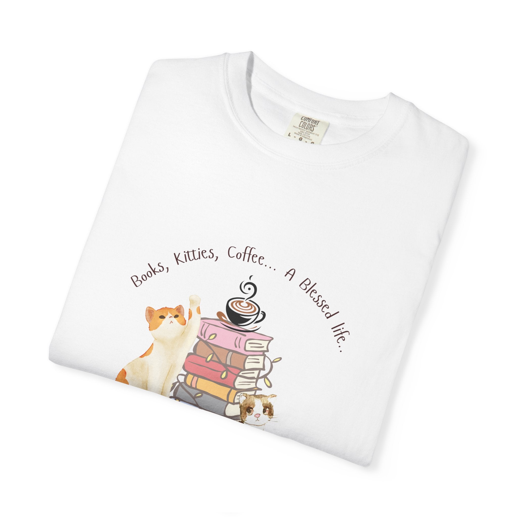 Books Kitties Coffee - A Blessed Life Relaxed Tee