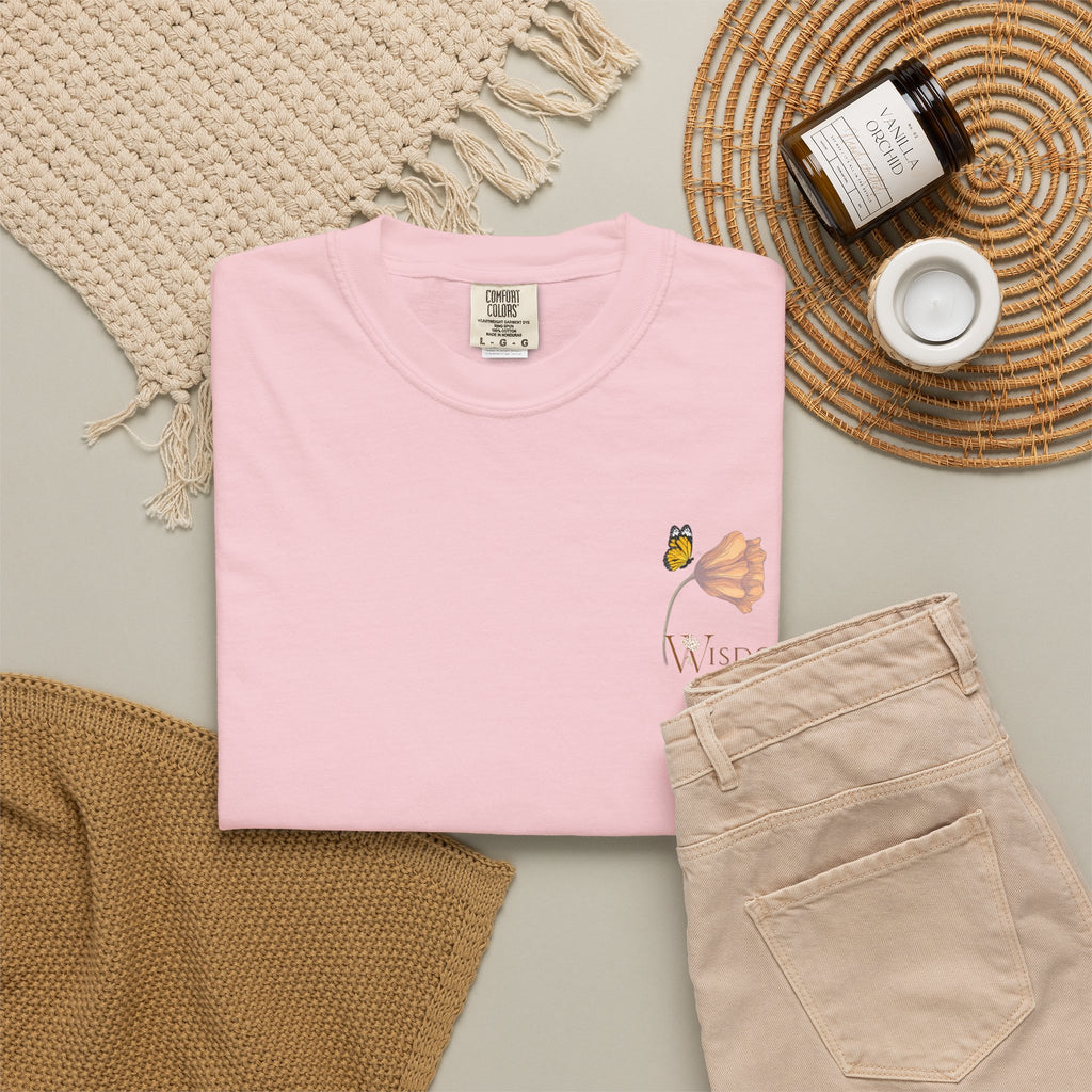 Whispers Collection™ | “Wisdom” Comfort Colors® Garment-Dyed Tee | Inspirational Botanical Shirt | Literary Minimalist Graphic Tee Women Adult
