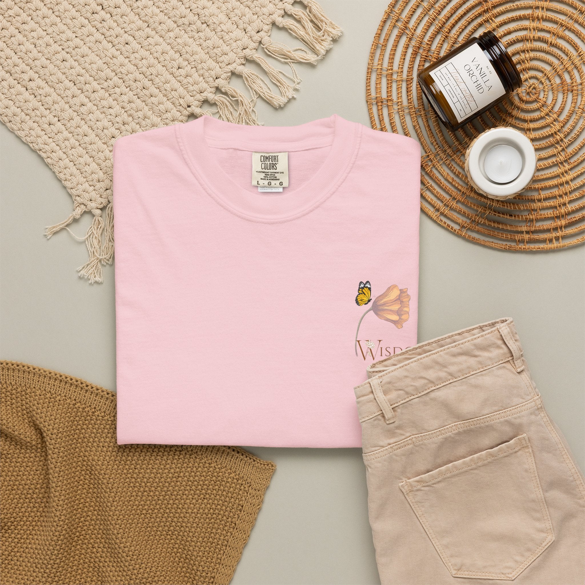 Whispers Collection™ | “Wisdom” Comfort Colors® Garment-Dyed Tee | Inspirational Botanical Shirt | Literary Minimalist Graphic Tee Women Adult
