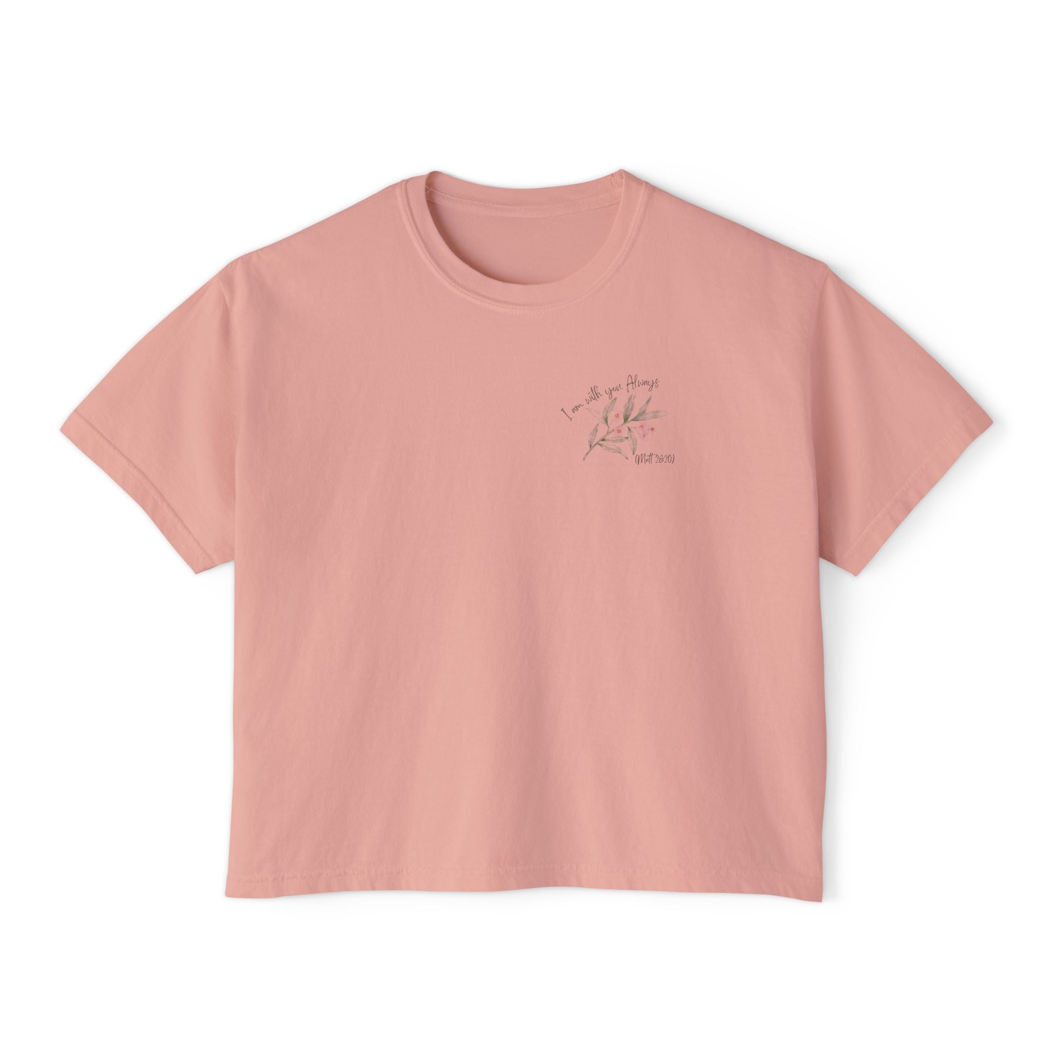 I Am With You Always | Matthew 28:20 Floral Cropped T-Shirt – Faith Tee Adult Female