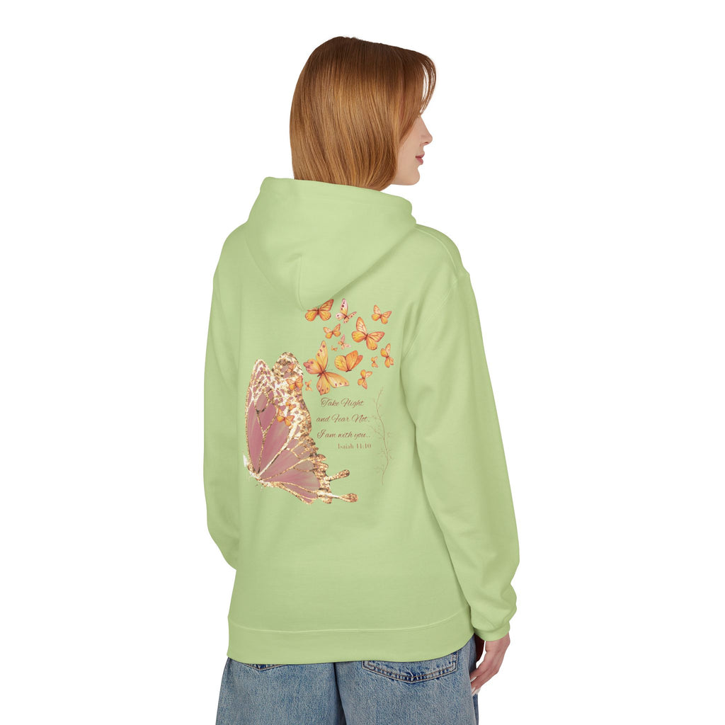 Adult Female Lightweight Soft Fleece Style Hoodie With Pockets:  "I am With You"  (Isaiah 41:10)