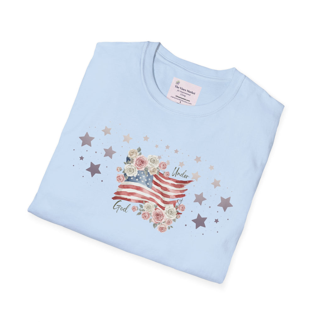 Under God | Watercolor Flag & Roses Women’s Tee