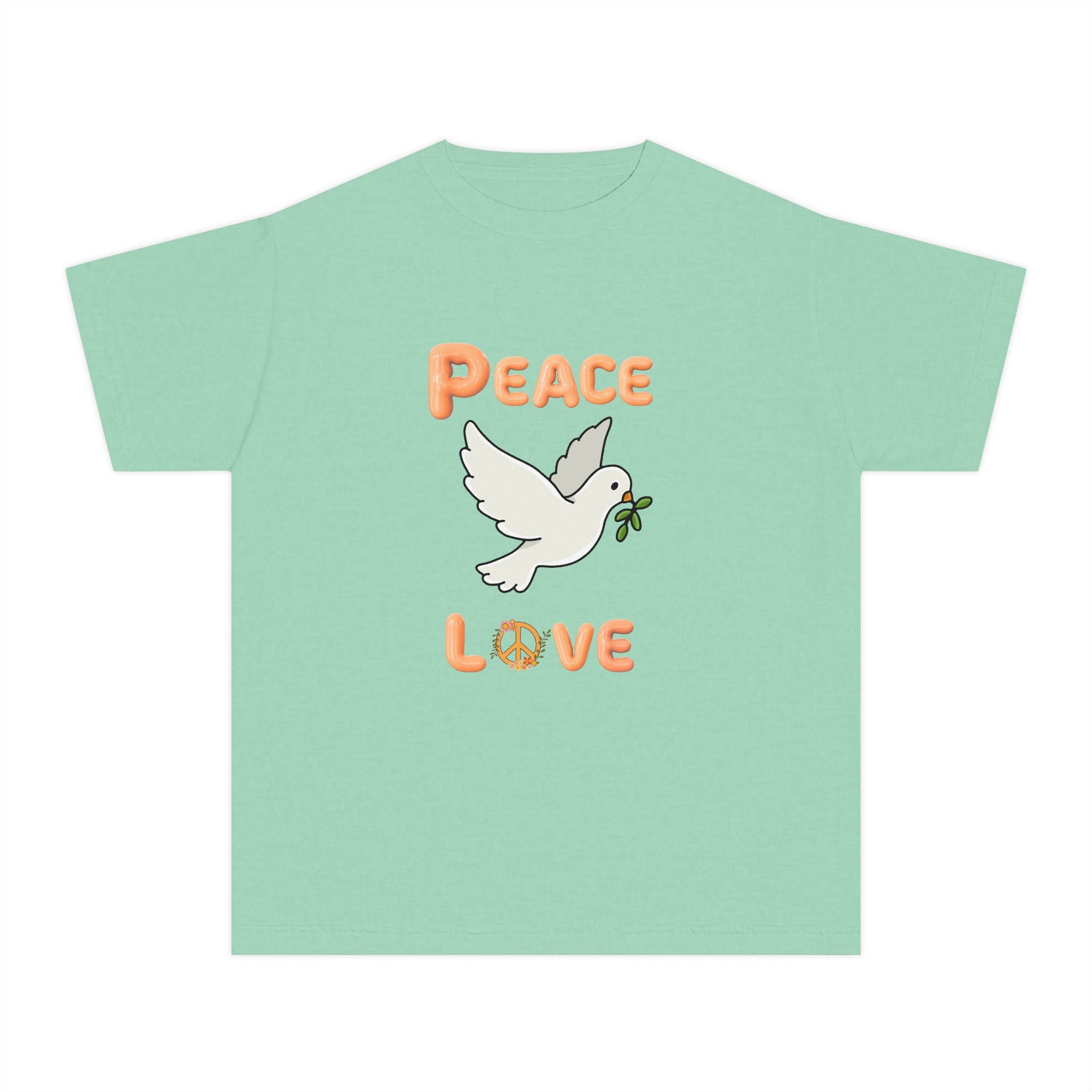 Unisex Youth Cotton Retro Tee:  Peace and Love