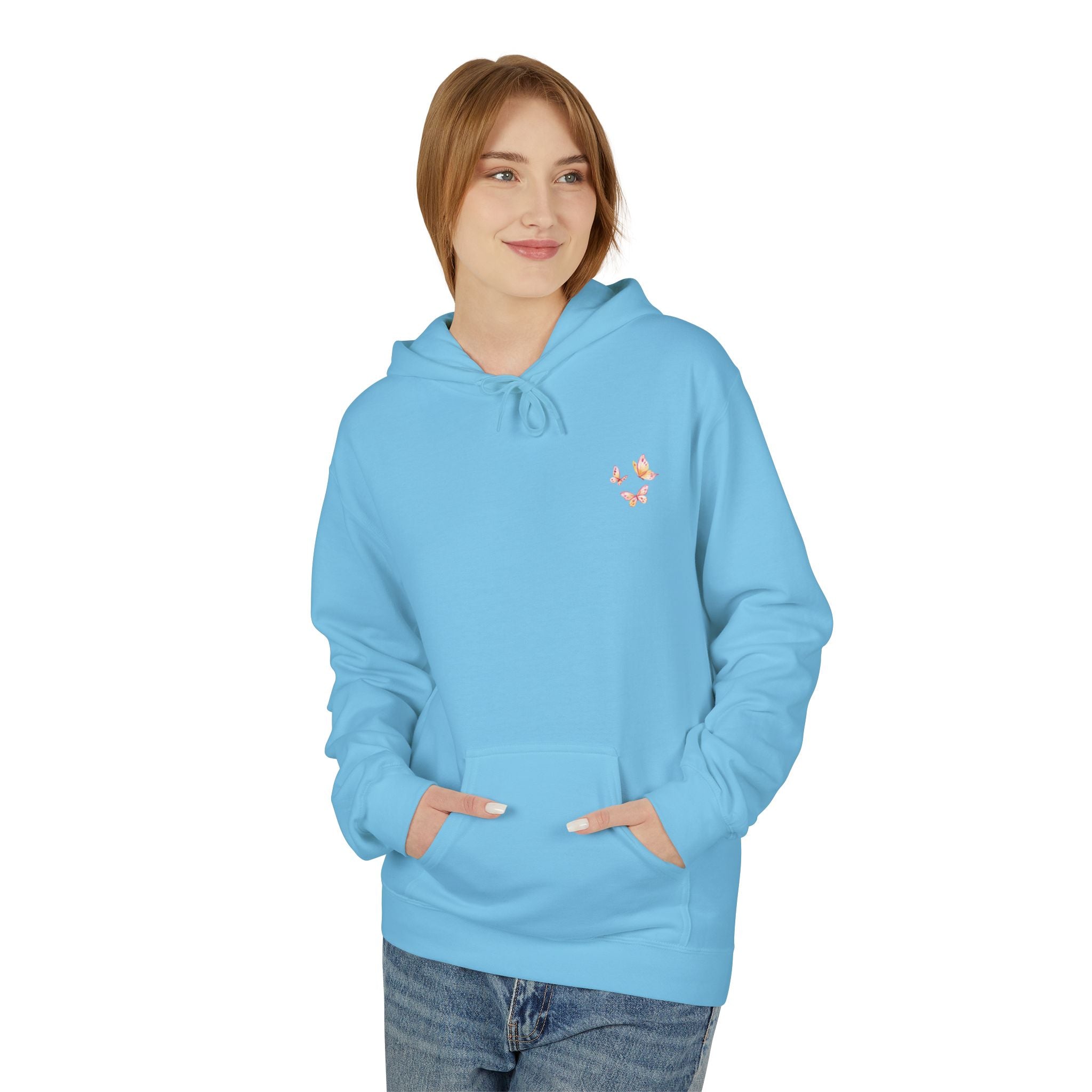 Adult Female Lightweight Soft Fleece Style Hoodie With Pockets:  "I am With You"  (Isaiah 41:10)