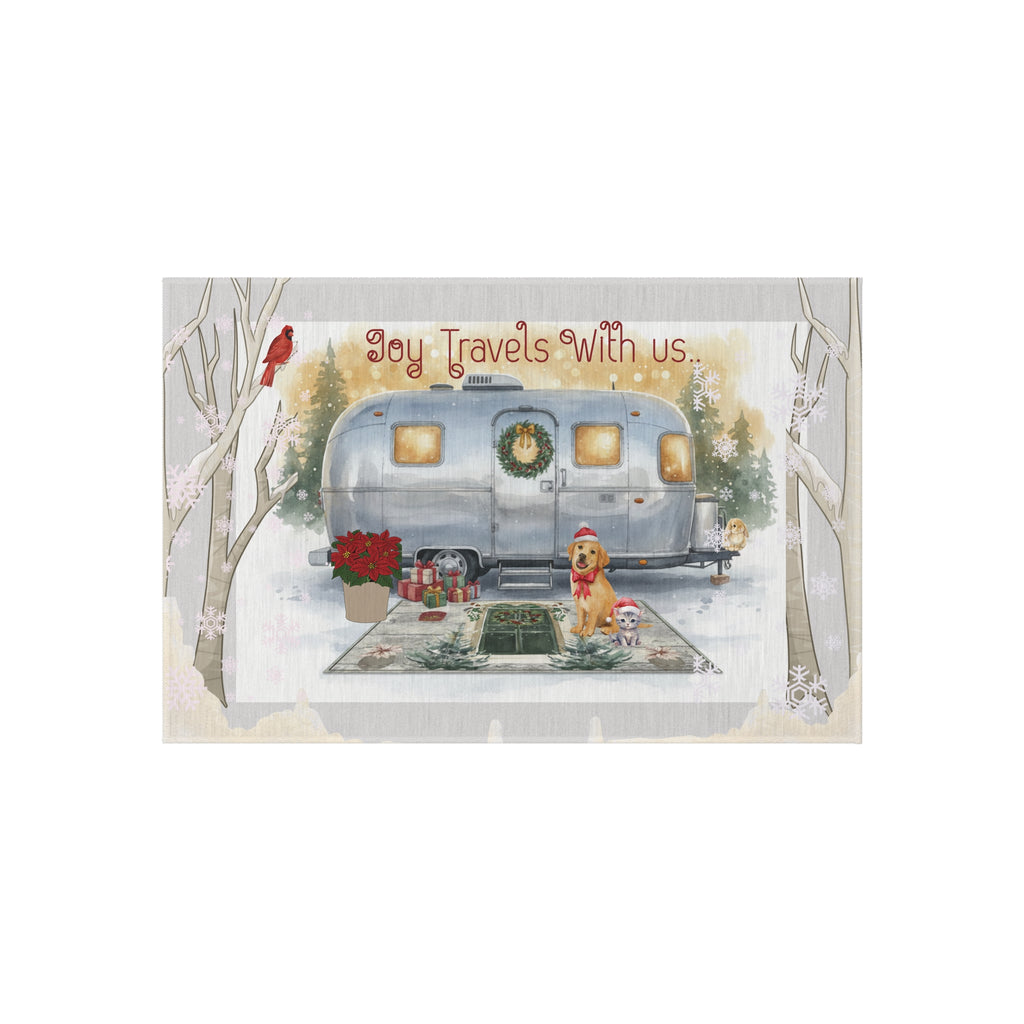 Joy Travels With Us | RV Christmas Outdoor Rug