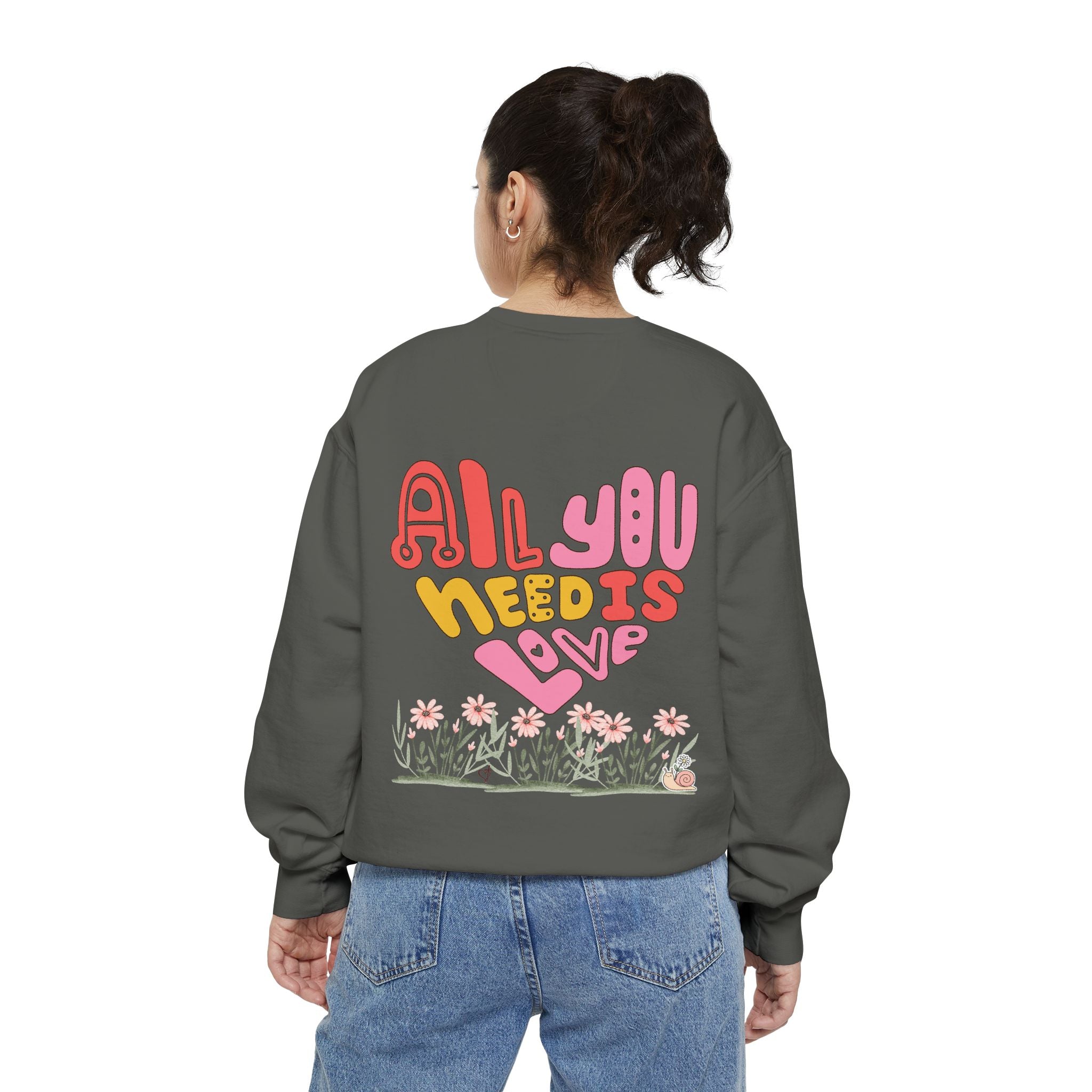 Retro Adult Female Crew Neck Sweatshirt:  All You Need is Love