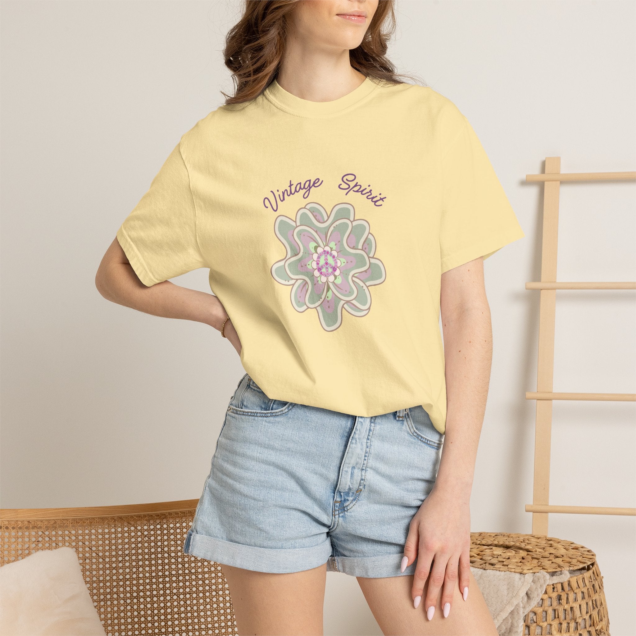 Peace and Love Vintage Spirit Floral T-Shirt -- For Her