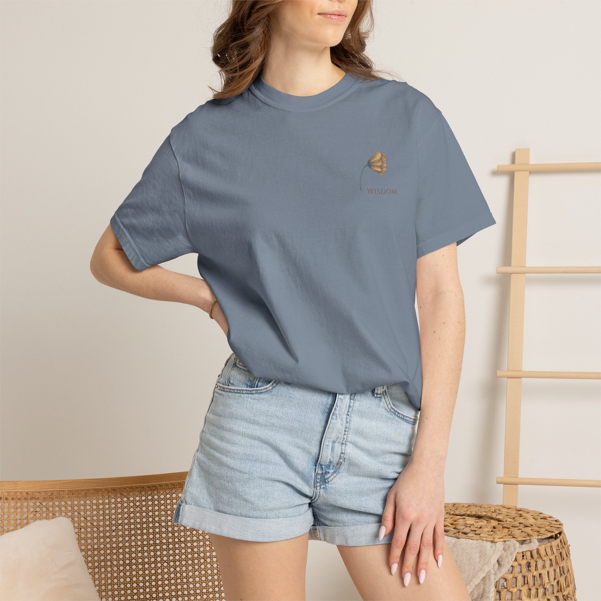 Whispers Collection™ | “Wisdom” Comfort Colors® Garment-Dyed Tee | Inspirational Botanical Shirt | Literary Minimalist Graphic Tee Women Adult