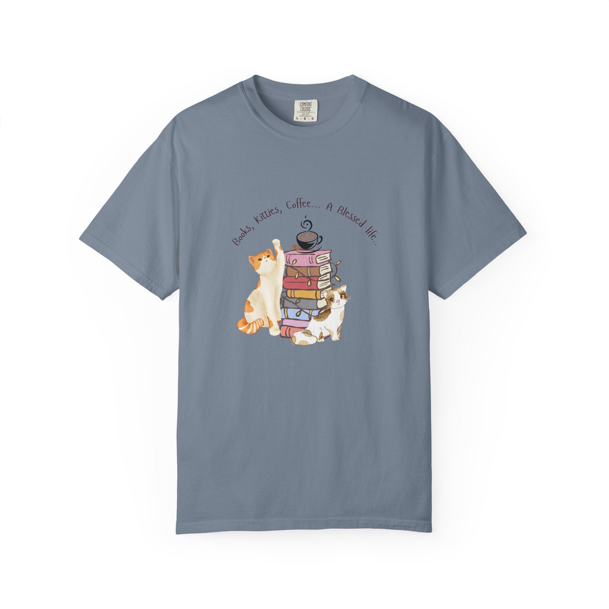 Books Kitties Coffee - A Blessed Life Relaxed Tee