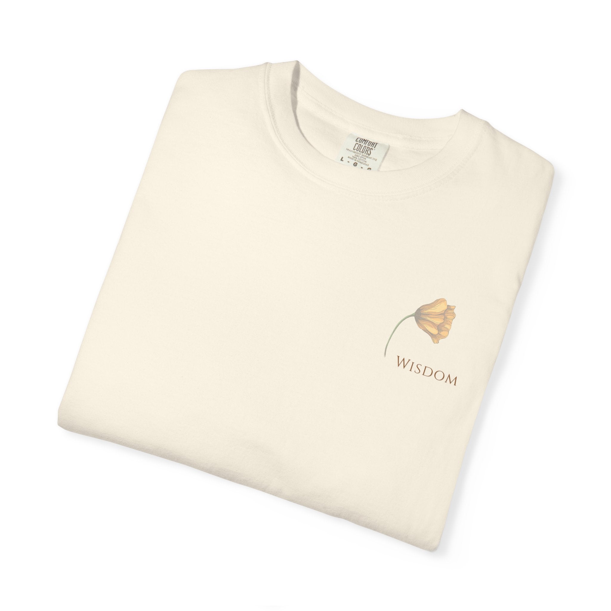 Whispers Collection™ | “Wisdom” Comfort Colors® Garment-Dyed Tee | Inspirational Botanical Shirt | Literary Minimalist Graphic Tee Women Adult