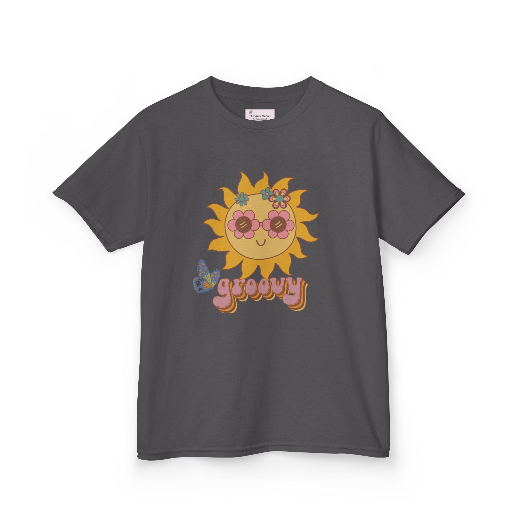 Peace and Love Groovy Sun Kids Tee — Retro 70s Graphic T-Shirt for Boys & Girls