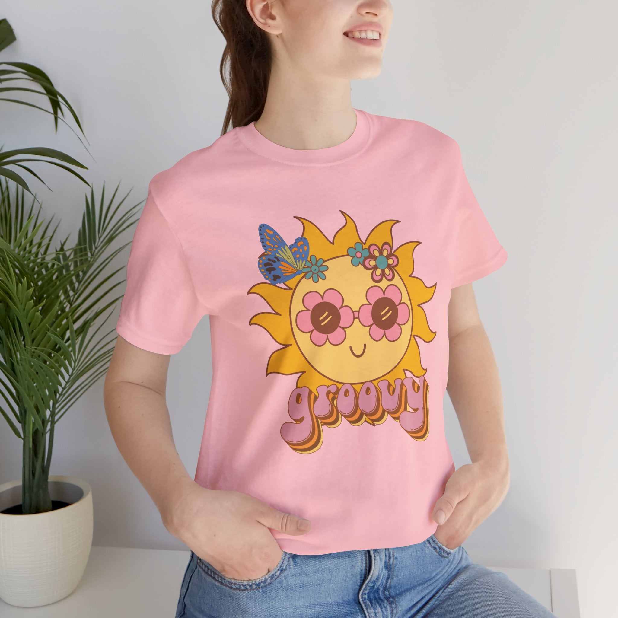 Peace and Love Groovy Sunflower Tee — 70s Retro Sun Graphic For Her